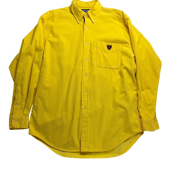 Ralph Lauren Other - Ralph Lauren Golf Corduroy Button Down Shirt Men M Yellow Long Sleeve Crest Logo